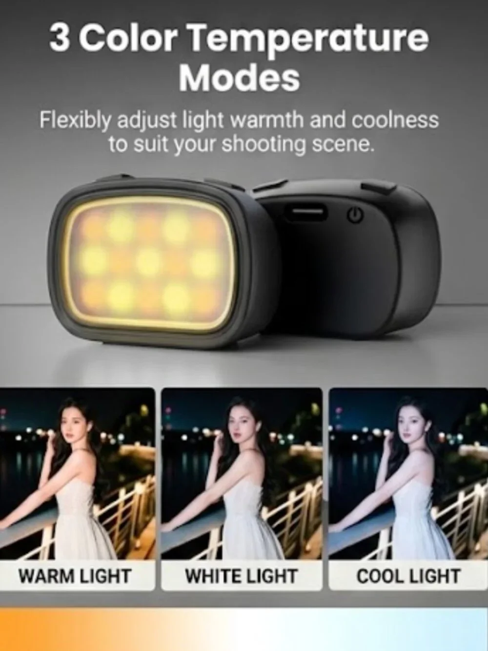 DJI Pocket 3/4 Magnetic LED Light Dual Pack for Compact Gimbal 3 Color Modes